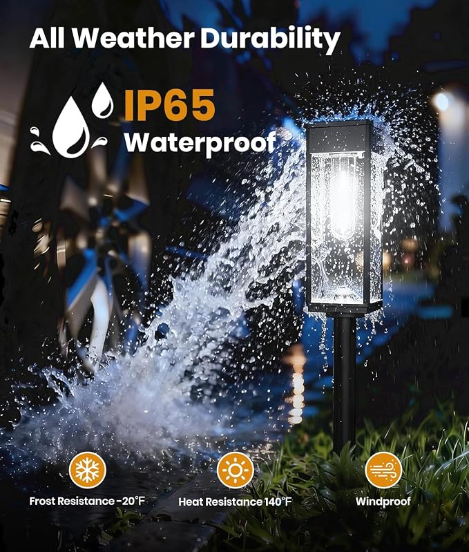 ALFIOT Solar Pathway Lights Outdoor, 12 Pack Bright Solar Lights Outdoor, Auto On/Off, IP65 Waterproof Landscape Lighting for Yard Patio Walkway Driveway Pathway (Cool White)