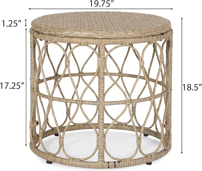 Bruce Outdoor Side Table - Wicker - Light Brown