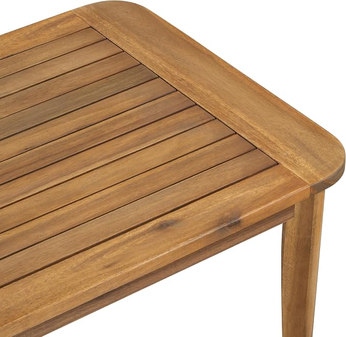 Merax 1 Piece Patio Outdoor Furniture Set, All-Weather Acacia Wood Coffee Table for Porch, Lawn, Backyard, Balcony Teak+ Beige