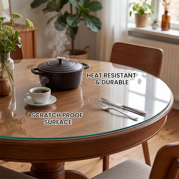 32" Tempered Glass Table Top Round Transparent Table Surface 1/4'' Thick Pencil Polished Edge Multipurpose for Dining, Coffee, Restaurant and End Table (32 inch)