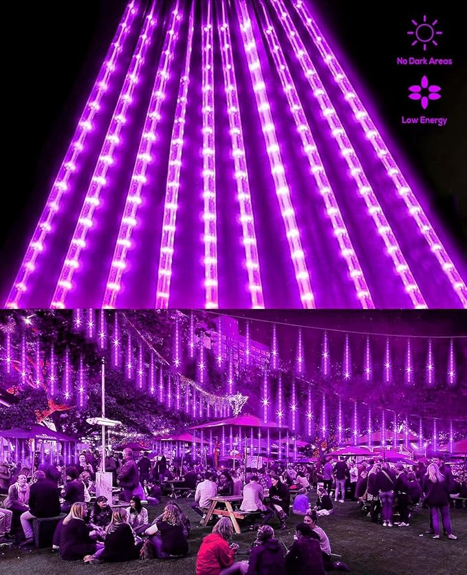 Christmas Lights 12 Inch 10 Tubes Meteor Shower Light LED Falling Rain Drop Lights Icicle Snow Cascading Xmas String Decor for Wedding Party Garden Decoration,Shine Purple