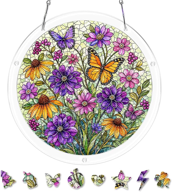 Acrylic Puzzle Suncatcher, Sun Catchers Puzzle for Window Hanging | 8.2 Inch Garden Spirit DIY Suncatcher Puzzle for Adults, Ideal Gifts for Women, Men, Wife, Mom, Home & Garden Decor