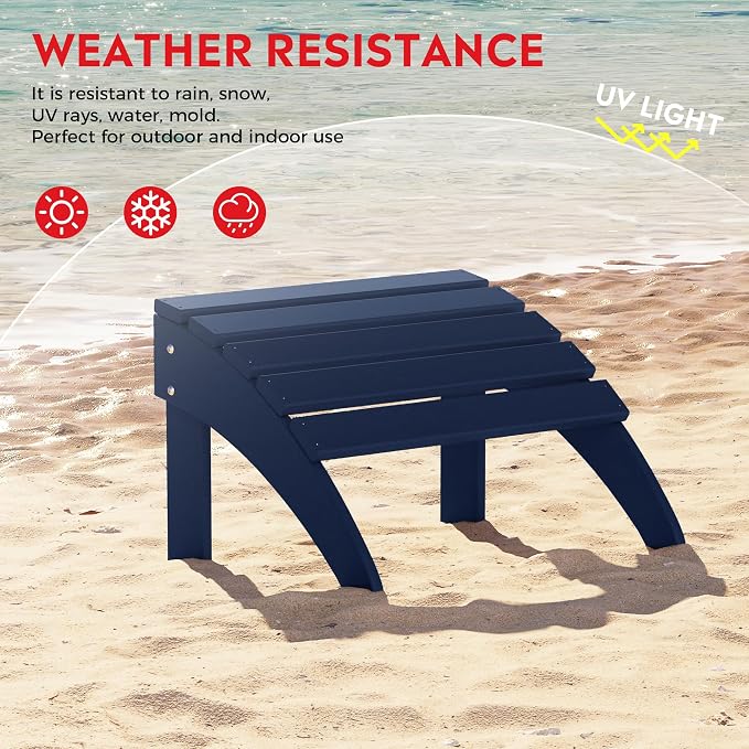 Costaelm Lakeview 12-Piece HDPE Outdoor Patio Furniture Adirondack Chair Conversation Table Set, Navy Blue