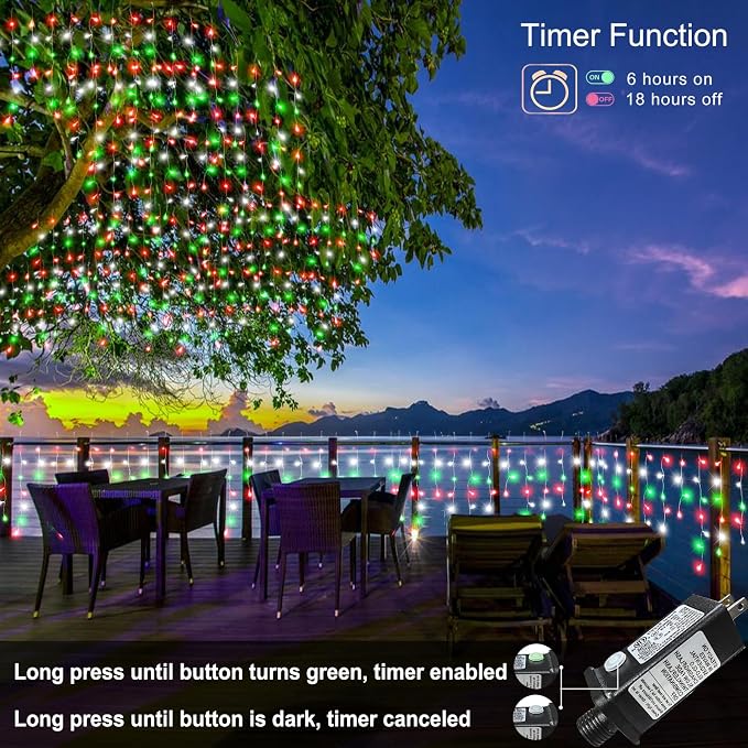 66ft Red White and Green Christmas Lights, 640 LED Icicle Lights for Outside, Clear Wire Connectable Twinkle Light with 8 Modes Timer Waterproof for House Window Party Tree Holiday Patio Yard Home