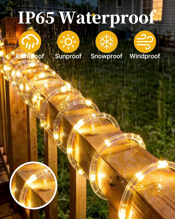 MERRIMAX M Solar Rope Lights Outdoor, 2 Packs 144FT 400LED, Warm White | 8 Lighting Modes, Waterproof, Solar Powered Fairy Lights, For Party Garden Yard Home Holiday Tree Decoration