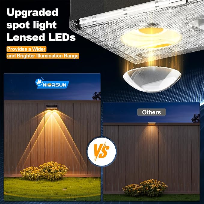 Solar Fence Lights,24 Pack Deck Light,Led Lights Warm White Outdoor Wall Lights,IP45 Solar Powered Light Waterproof for Backyard/Pool/Railing/Patio/Porch/Step/Outside/Garden (Black)