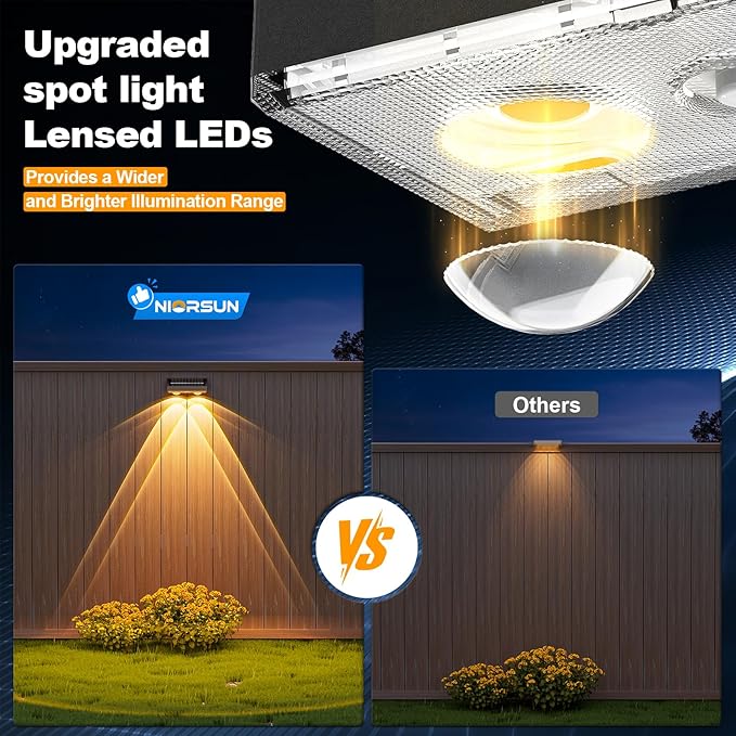 Solar Fence Lights,12 Pack Deck Light,Led Lights Warm White Outdoor Wall Lights,IP45 Solar Powered Light Waterproof for Backyard/Pool/Railing/Patio/Porch/Step/Outside/Garden (Black)