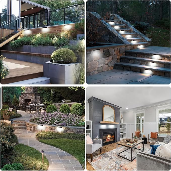 Black 4-Pack 4inch 1.8W 5000K Daylight White Hardscpe Lighting | 12V AC/DC Retaining Wall Lights,Low Voltage Landscape Lighting,Hardscape Paver Light,Outdoor Step Lights
