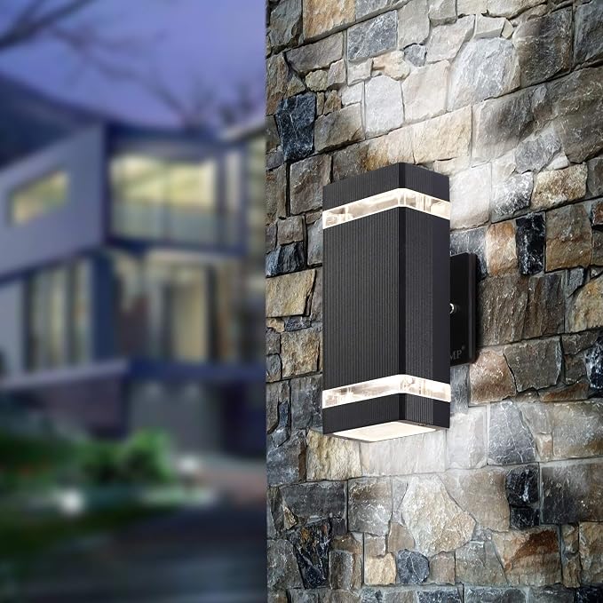 LMP LED Outdoor Wall Light, Aluminum IP65 Waterproof Porch Lights | Up and Down,3000K 5W G10 Bulbs Included,ETL Certified, Outside Wall Exterior Lighting Fixtures for House, Front Door, Garage