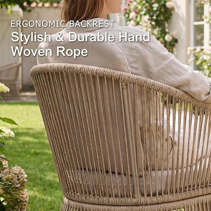 SUNSITT 9 Piece Outdoor Patio Dining Set, Patio Dining Furniture Set with 87” Aluminum Dining Table w/X Base Legs and 8 Woven Wicker Outdoor Patio Chairs w/Curved Armrest for Garden, Beige