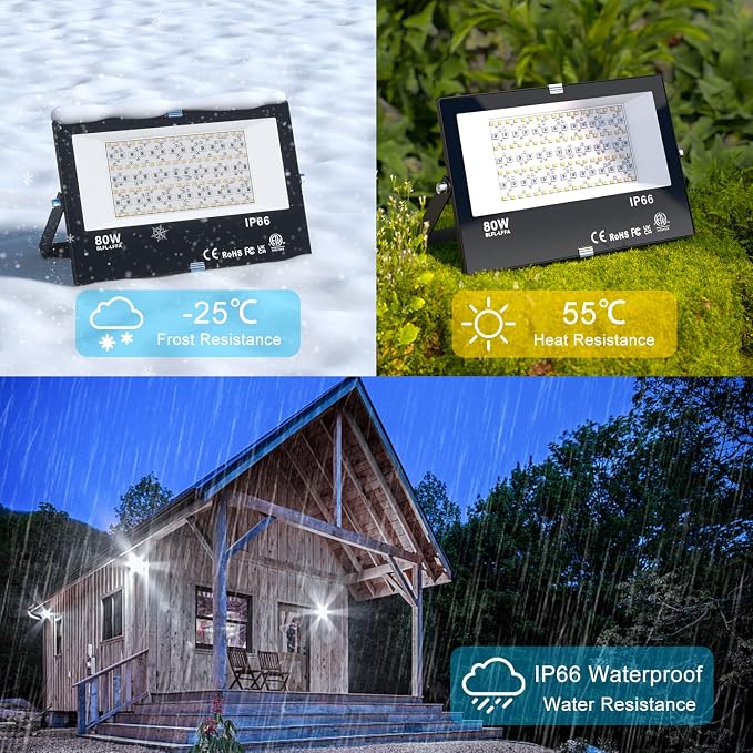 LED Flood Light Outdoor 800W Equivalent 8000LM, Smart RGB Color Changing Landscape Lighting with APP Control, IP66 Waterproof Outdoor LED Lights Daylight 5700K, DIY Scenes, Timing Floodlights, 2 Pack