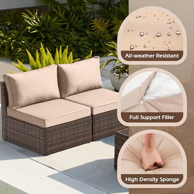 Exclusive Quick Install Patio Furniture Set 7 Pieces Outdoor Patio Furniture Durable Wicker Outdoor Couch Patio Sectional Sofa Conversation Sets for Backyard & Lawn & Outside