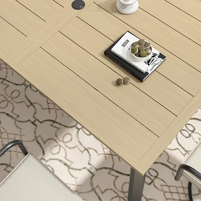 Patio Table for Garden Backyard Use,63" x 38" Large Weather-Resistant Outdoor Dining Table for 6 Person