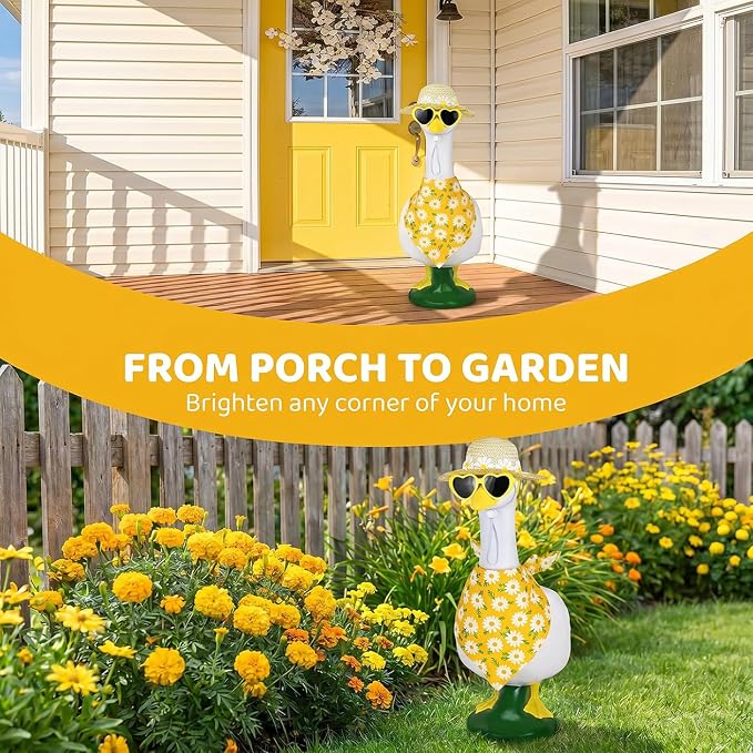 3Pcs Summer Porch Goose Outfit, Daisy Flower Goose Outfit for 23" 17" Lawn Porch Goose