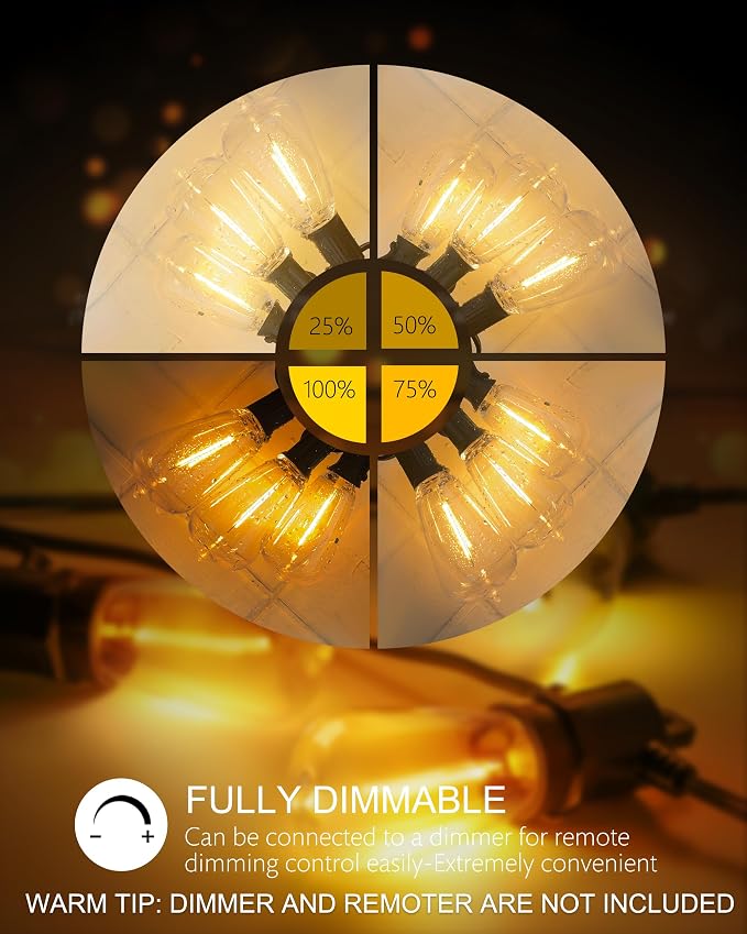 Outdoor String Lights Waterproof 400FT with 212 Patio Lighting for Porch | Connectable Outside Lights with Dimmable Shatterproof LED Edison Bulbs for Backyard Bistro Gazebo Garden Balcony Cafe Party