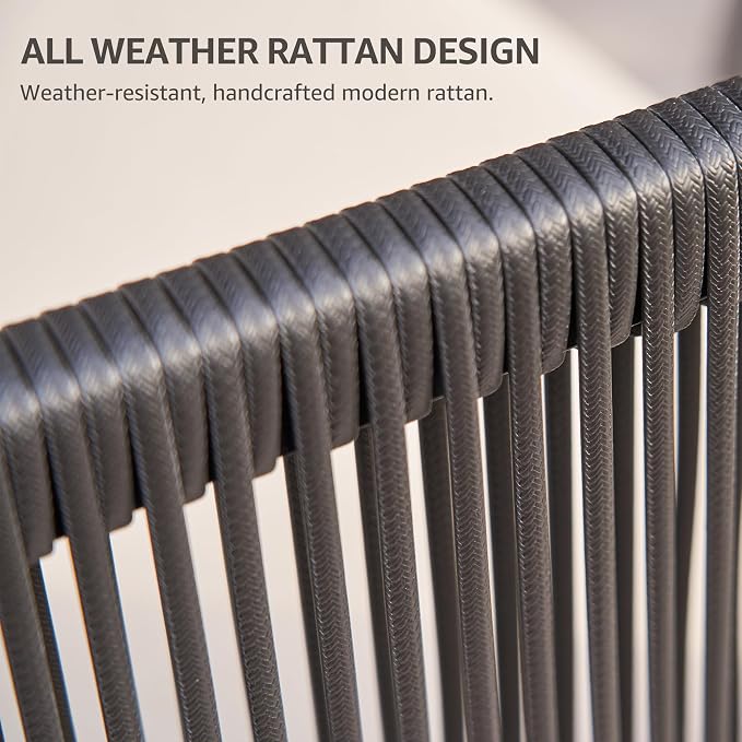 NATURAL EXPRESSIONS 4-Piece Outdoor Patio Furniture Set with Thick Olefin Cushions and Metal Table, Handwoven Rattan Conversation Set for Backyard, Balcony and Garden