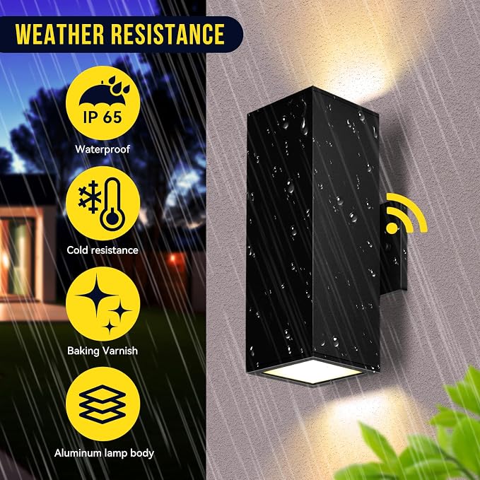 Outdoor Light Fixture Dusk to Dawn,Exterior Lighting Fixtures,Outdoor Wall Lights for House, IP65, 3000K LED Bulbs, Matte Black Modern Porch Light, Garage Front Door, 2 Pack
