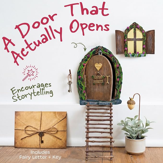 Opening Fairy Door and Window with Light, Fairy Doors for Trees Outdoor, Fairy Door, Fairy House Kit, Fairy Garden Decor, Fairy Doors, Fairy Garden Decor, Fairy Garden Decorations, Garden Fairy