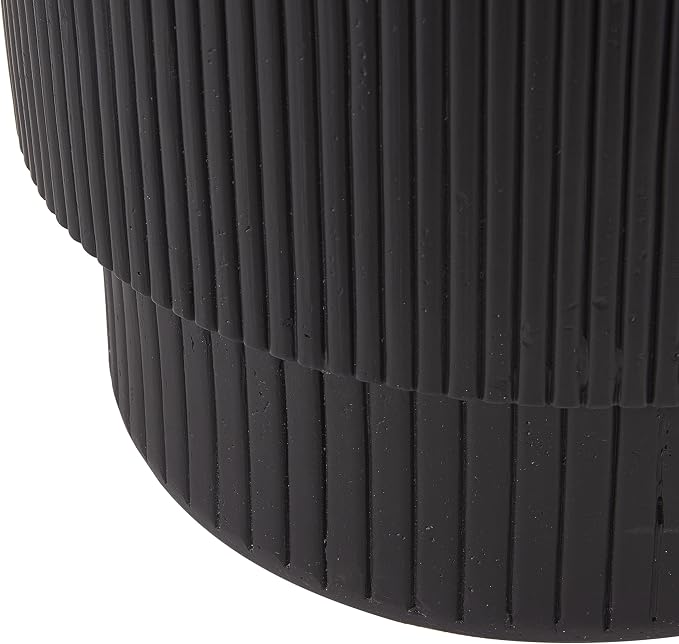 Christopher Knight Home Parson Patio Lightweight Concrete Round Coffee Table, Indoor and Outdoor Table for Garden/Backyard/Poolside/Balcony Cafeteria, MGO Outdoor Side Table with No Assembly, Black