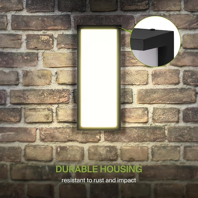 ASD LED 14" Outdoor Wall Light, Front Door House Sconce | 3CCT, Dimmable, Waterproof, ETL Listed | 20W 1900LM 3000-5000K 120V | Exterior Patio Lighting Fixture, Flush Mount Porch Lamp | Black