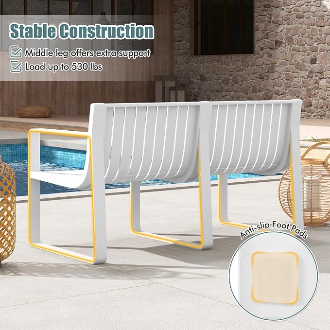Tangkula 3-Piece Patio Furniture Set, Outdoor Conversation Set w/1 Loveseat & 2 Side Tables, All-Weather Patio Bistro Set for Lawn, Backyard, Poolside, Balcony, Garden, Deck, Blue