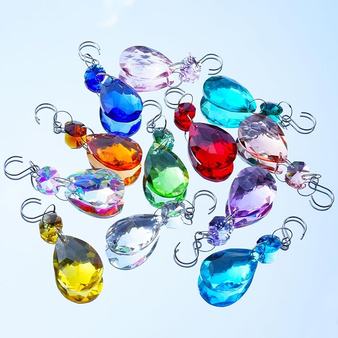 10 Pcs Green Crystal Bauhinia Suncatcher Prisms Chandelier Window Decor | Green Crystal Bauhinia Prisms Suncatcher Pendants 3 Inch Chandelier Beads Replacement Hanging for Window Garden Wedding Decor