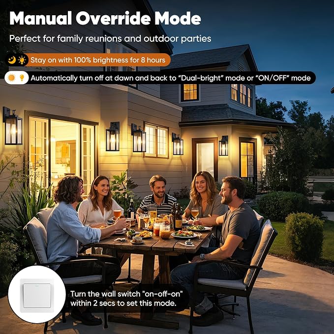 BesLowe 2-Pack 14” Upgraded Motion Sensor Outdoor Wall Lights, Black | Auto ON/OFF, 3 Lighting Modes, Waterproof, Rust-Resistant, Durable Metal & Clear Glass, Standard E26 Sockets, Easy to Install
