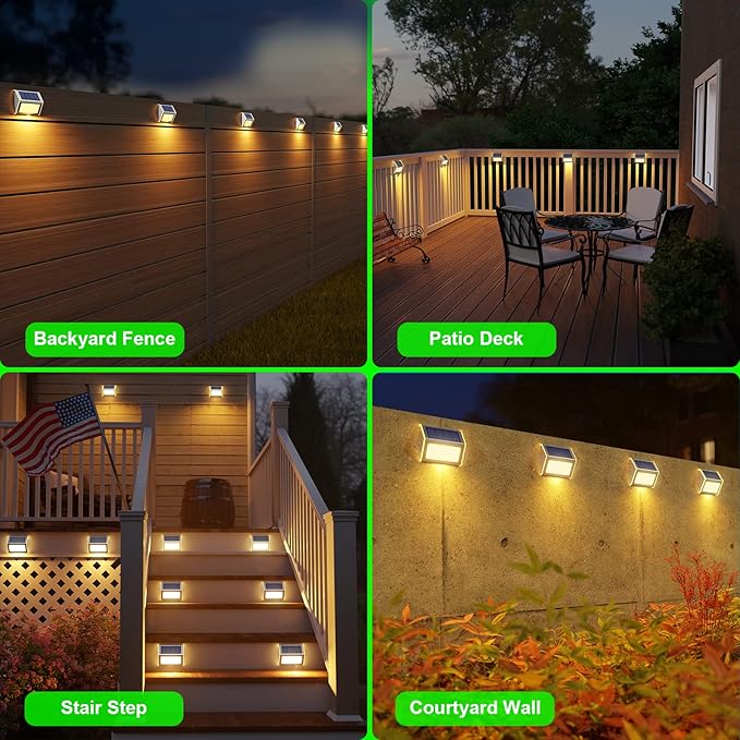 JSOT Solar Powered Lights Ideal for Step, Fence, Deck, Stair-Warm White-12P | Stainless Steel, Waterproof, Automatic Dusk to Dawn, Anti-Rust, Energy Efficient, Perfect for house decor