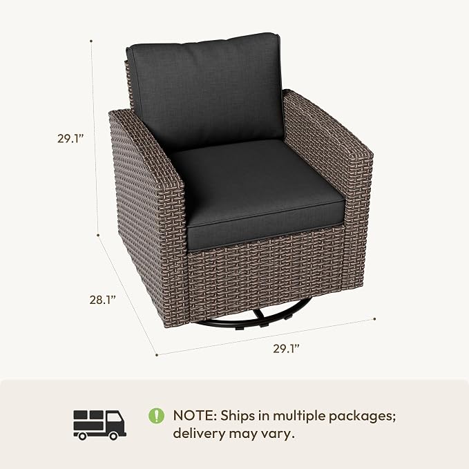 Patio Furniture Set - All-Weather - 1 Piece Wicker Outdoor Patio Conversation Set, Modular Rattan Sectional Sofa for Backyard, Garden, Patio, Poolside