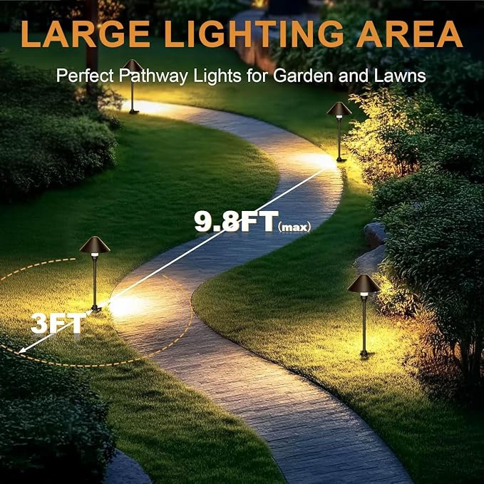Low Voltage Pathway Lights with Transformer, 4H/6H/8H Cycle Timer | Plug and Play, Non-hardwired, Waterproof Low Voltage Landscape Lighting for Flower Bed Backyard Walkway Driveway, Set of 6