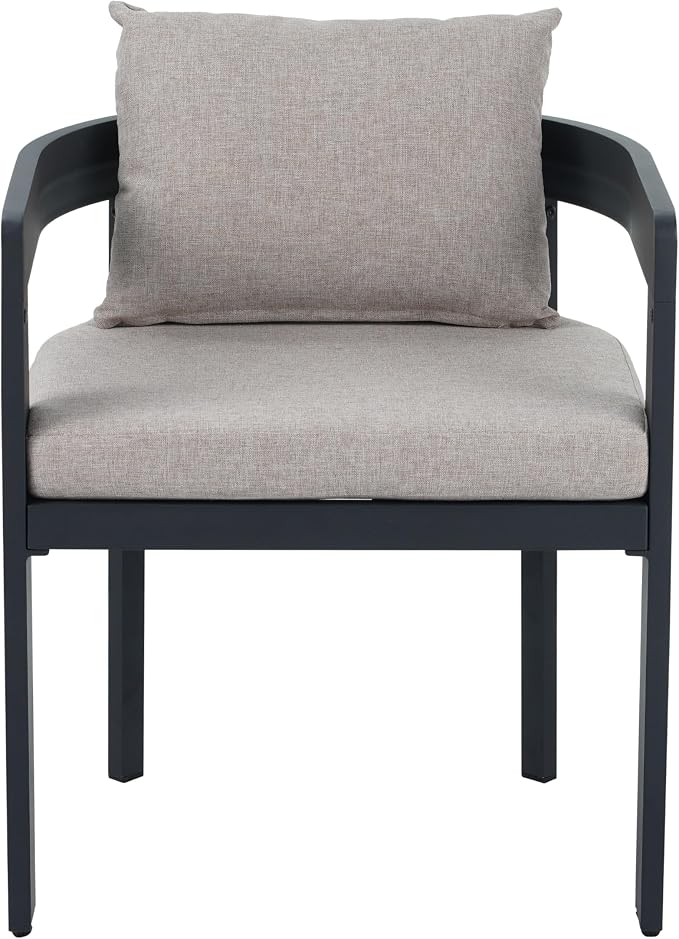 Christopher Knight Home Kaja Acacia Wood Outdoor Dining Set for 6, 7 Piece Patio Dining Table and Chair Set, Aluminum Outdoor Dining Chair and Table Set with Removable Cushion, Teak+Gray+Dark Gray