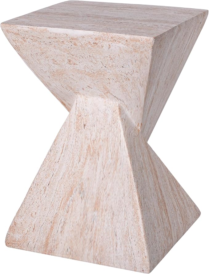 Christopher Knight Home 18.5 Inch Modern Outdoor Faux Concrete Side Table, Patio End Table with Sculptural Fluted Geometric Design, Accent Table for Garden Balcony Poolside