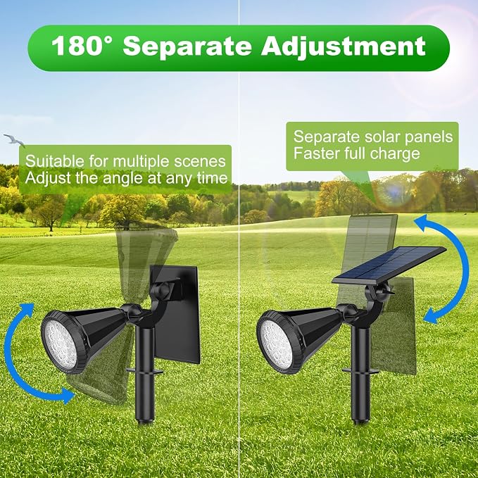 Tadyreal Solar Spot Lights Outdoor Waterproof 180° Adjustable Solar Powered Landscape Lights for Yard 4 Lighting Modes Solar Spotlights for Pathway Garden Outside Wall Pool Porch (6 Pack, Warm White)