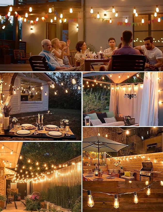 Outdoor String Lights Waterproof 400FT with 212 Patio Lighting for Porch | Connectable Outside Lights with Dimmable Shatterproof LED Edison Bulbs for Backyard Bistro Gazebo Garden Balcony Cafe Party