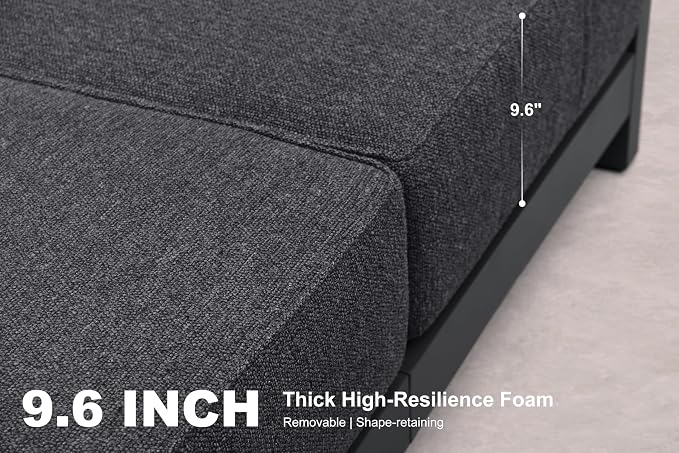 PURPLE LEAF Patio Furniture Set L-Shaped Outdoor Couch with 9.6" Thick Cushion and Soft Pillows 8 Piece Outdoor Sectional Sofas with Ottoman Modern Outdoor Conversation Sets for Yard Porch Deck, Grey