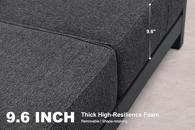 PURPLE LEAF Patio Furniture Set Enclosed Outdoor Couch with 9.6" Thick Cushion and Soft Pillows 10 Piece Outdoor Sectional Sofas with Table Modern Outdoor Conversation Sets for Yard Porch Deck, Grey