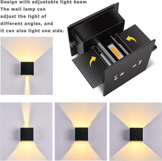 LED Aluminum Cube Square Wall Sconce Waterproof Outdoor Light Exterior Wall Lights fixtuers 20W 100-277V 2800K-3000K Not dimmable Warm Light 2LEDS Black-20W Outdoor Larger Version