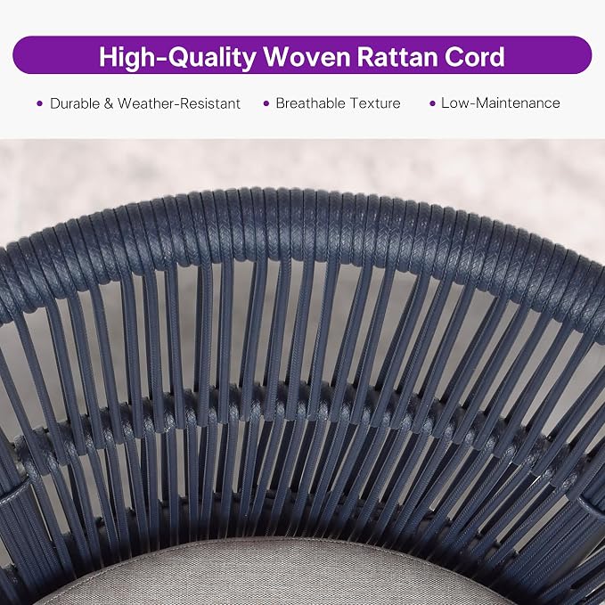 PURPLE LEAF Outdoor Dining Set for 6 with Waterproof Furniture Cover All Weather Patio Dining Set with Rectangular Aluminum Table and Wicker Dining Chairs for Garden Deck Backyard Kitchen, Grey