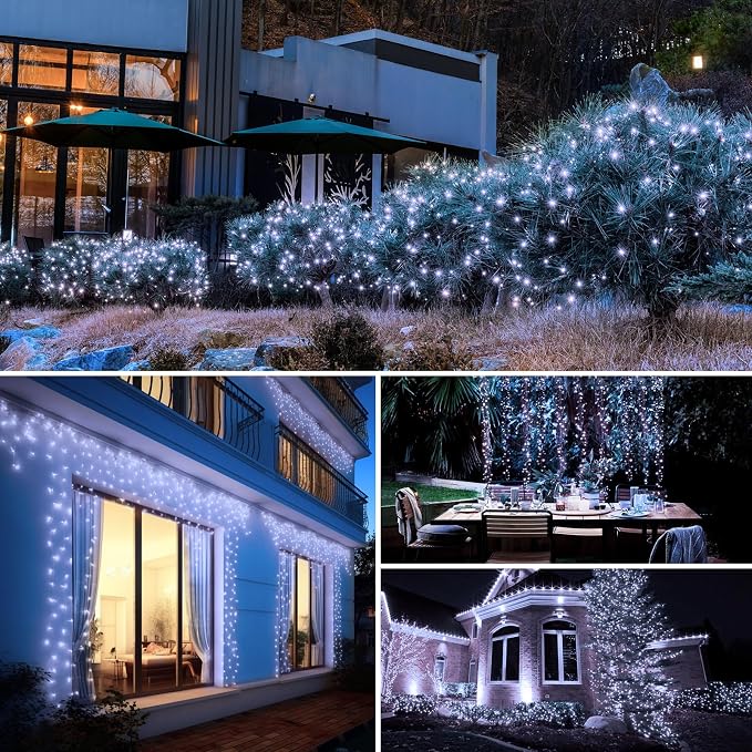btfarm Solar String Lights for Outside - 80LED 33FT Solar Fairy Lights Outdoor Waterproof 8 Modes, Copper Wire Solar Powered Twinkle Lights for Tree Garden Christmas Wedding Party Decor, Cool White