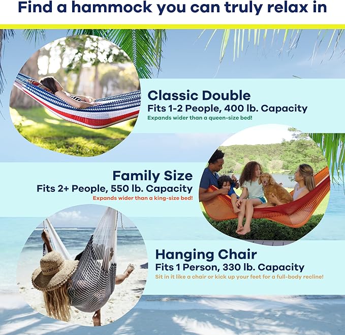 Handwoven Hammock & Charcoal Vista Stand by Yellow Leaf Hammocks - Hanging Chair, Fits 1 Person, 330lb max - Weathersafe, Easy to Hang & Setup, Ultra Soft, Artisan Made - Hammock Color: Red & Orange
