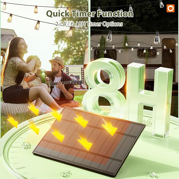 addlon 102(96+6) FT Solar String Lights Waterproof, 48+4 LED Shatterproof | Patio Light Solar Powered with Remote & USB Port 3 Modes, Outdoor Lighting for Camping Porch Backyard Garden
