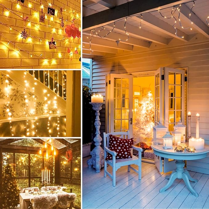 300 LED String Lights, 99FT Extra-Long Christmas Lights Outdoor Indoor | Warm White, 13 Modes, Timer, Clear Wire Waterproof Twinkle Fairy Lights Plug in for Bedroom Classroom Patio Xmas Tree Decor