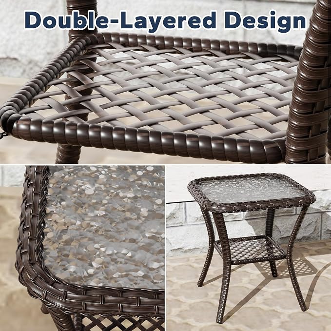 6 PCS Outdoor Conversation Set | 78" Couch, 2 Swivel Chairs, 1 Side Table, 2 Ottomans, Patio Wicker Conversation Furniture with Removable Cushions for Bistro, Deck, Sunroom (Beige)