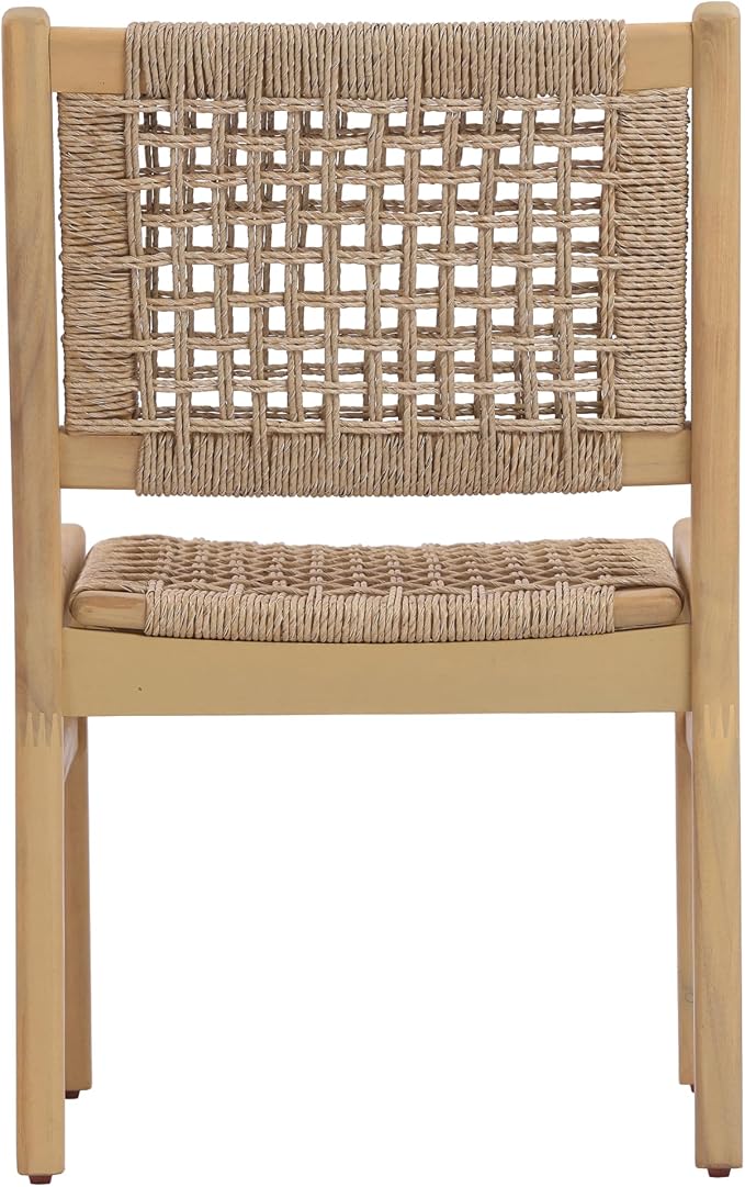 Christopher Knight Home Levi Acacia Wood Dining Table Set for 6, Solid Wood Outdoor Dining Set for 6, 7 Piece Patio Dining Table and Chair Set with Wicker Seat & Back, Light Brown + Light Teak