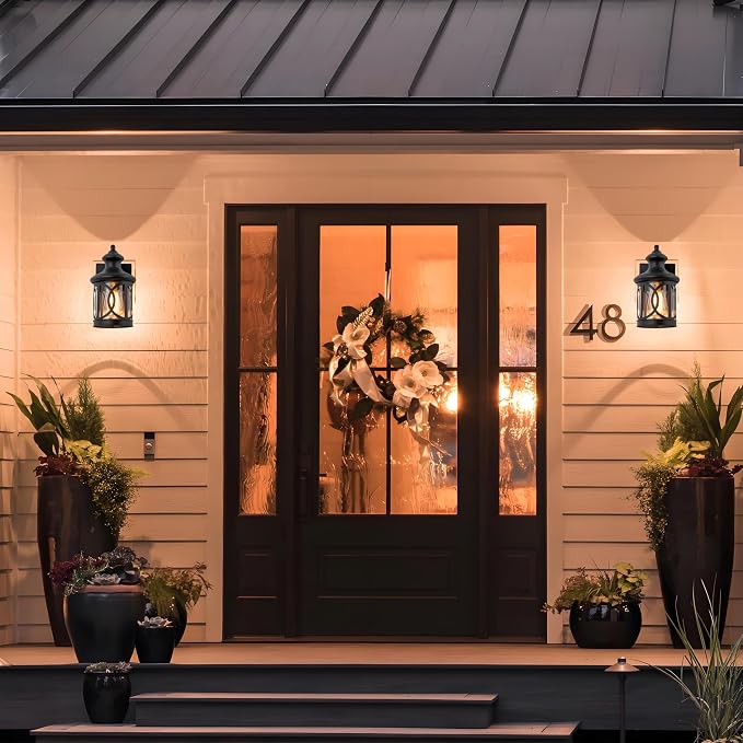 2-Pack Outdoor Wall Lights, Porch Lights, Waterproof Outdoor Wall Sconce, Exterior Light Fixture Matte Black with Clear Glass Shade for Garage Patio Front Door Balcony, 12in.
