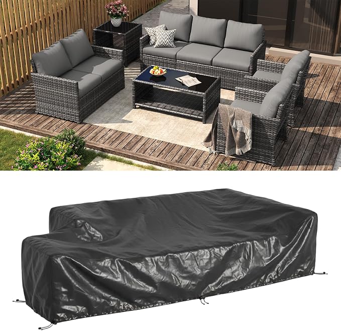 U-MAX Patio Furniture Set with Two Table, 7 PCS Outdoor Furniture for Garden