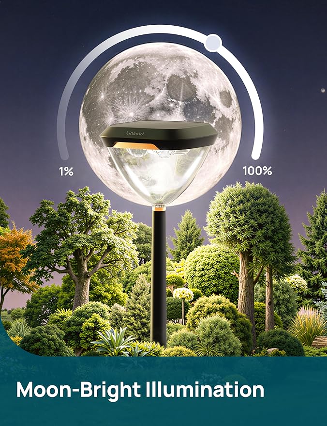 Linkind Smart Solar Pathway Lights SP6,Pattern Switch Solar Lights Outdoor | USB&Solar Charging, Cool/Warm White/Color Changing Landscape Lighting for Yard,Garden,Patio, 4 Pack