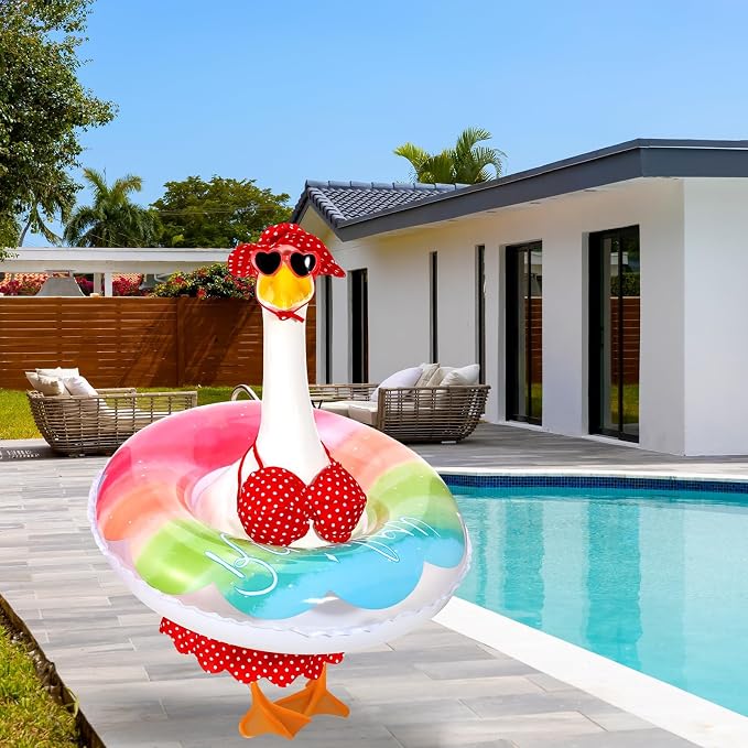 5Pcs Hawaiian Goose Outfit Lawn Bikini Porch Goose Clothes for Spring Summer Yard Lawn Outdoor Decoration (Red)