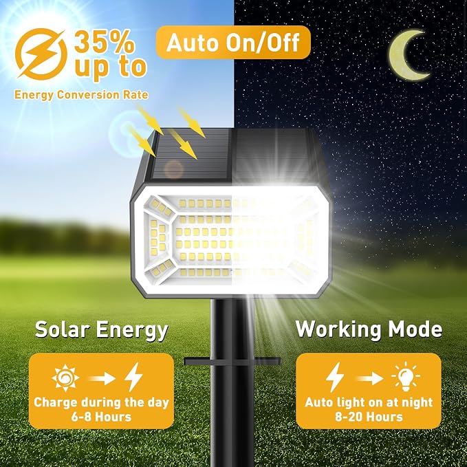 Solar Spot Lights Outdoor, 12 Pack Solar Landscape Lights with 100 LEDs Each, 4 Lighting Modes, IP65 Waterproof, 2-in-1 Adjustable Solar Spotlights for Yard Garden Pathway Driveway(Cool White)