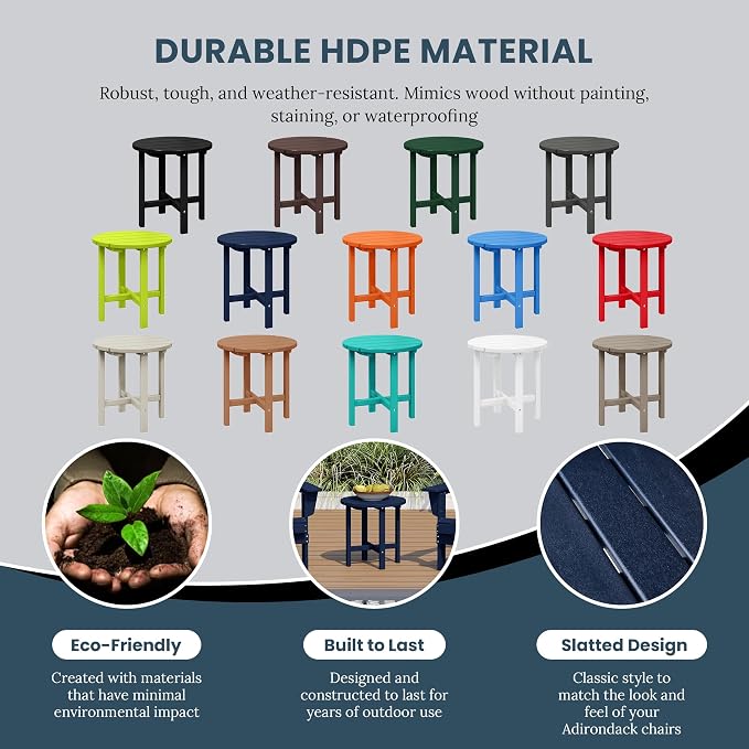 HDPE Altura Round 18" Side Table,Navy Blue